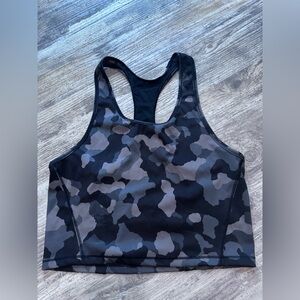 Athleta Black and Gray Camo Cropped Tank with Racerback Design